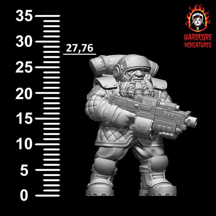 Retro Space Dwarf Veterans Squad | 20 Elite Troopers with Bolters | Hardcore Miniatures