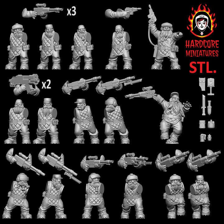 Retro Space Dwarf Troopers | Squat Sci-Fi Wargaming Miniatures | Hardcore Miniatures