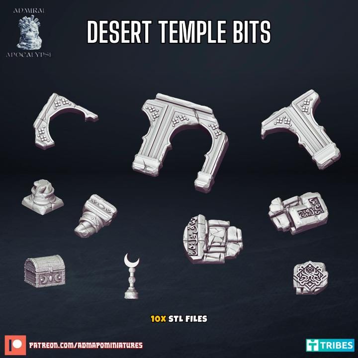 Desert Temple Basing Bits | Ancient Desert Wargaming Scatter | Admiral Apocalypse