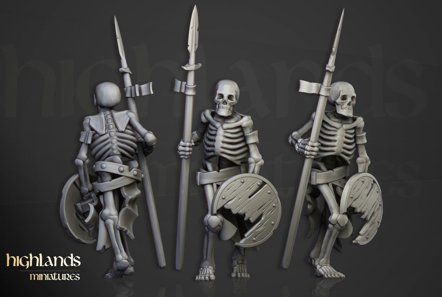 Transilvanya Skeleton Warriors with Spears | Transilvanya Army Collection | Highland Miniatures