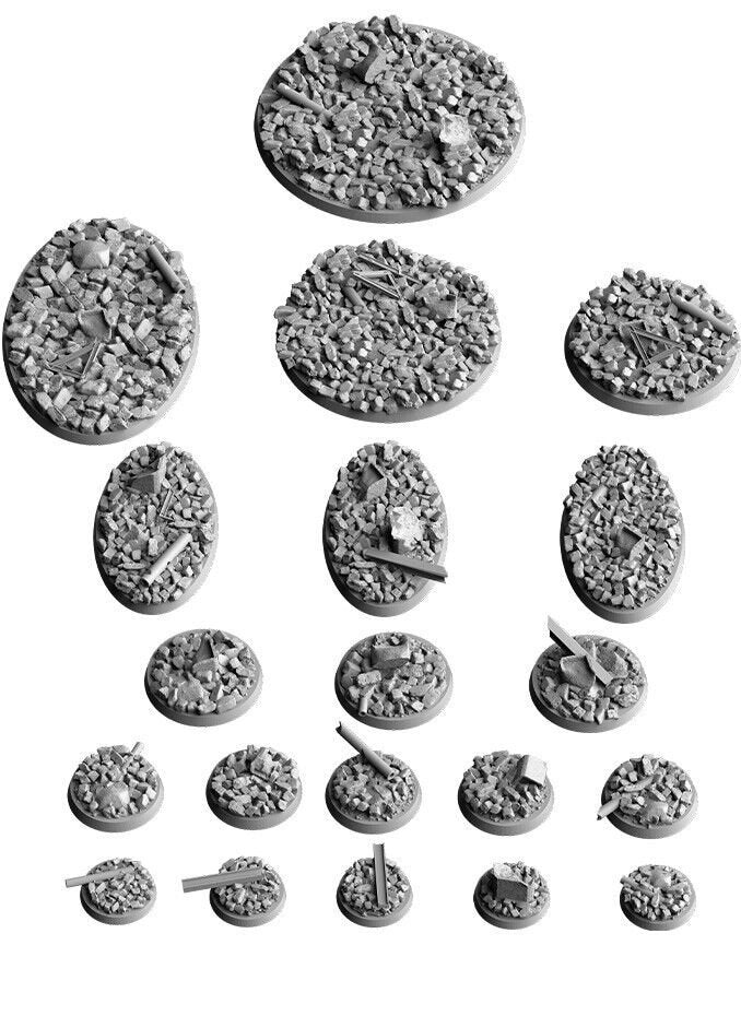 Urban Rubble Scenic Bases for Sci-Fi & Historical Wargaming