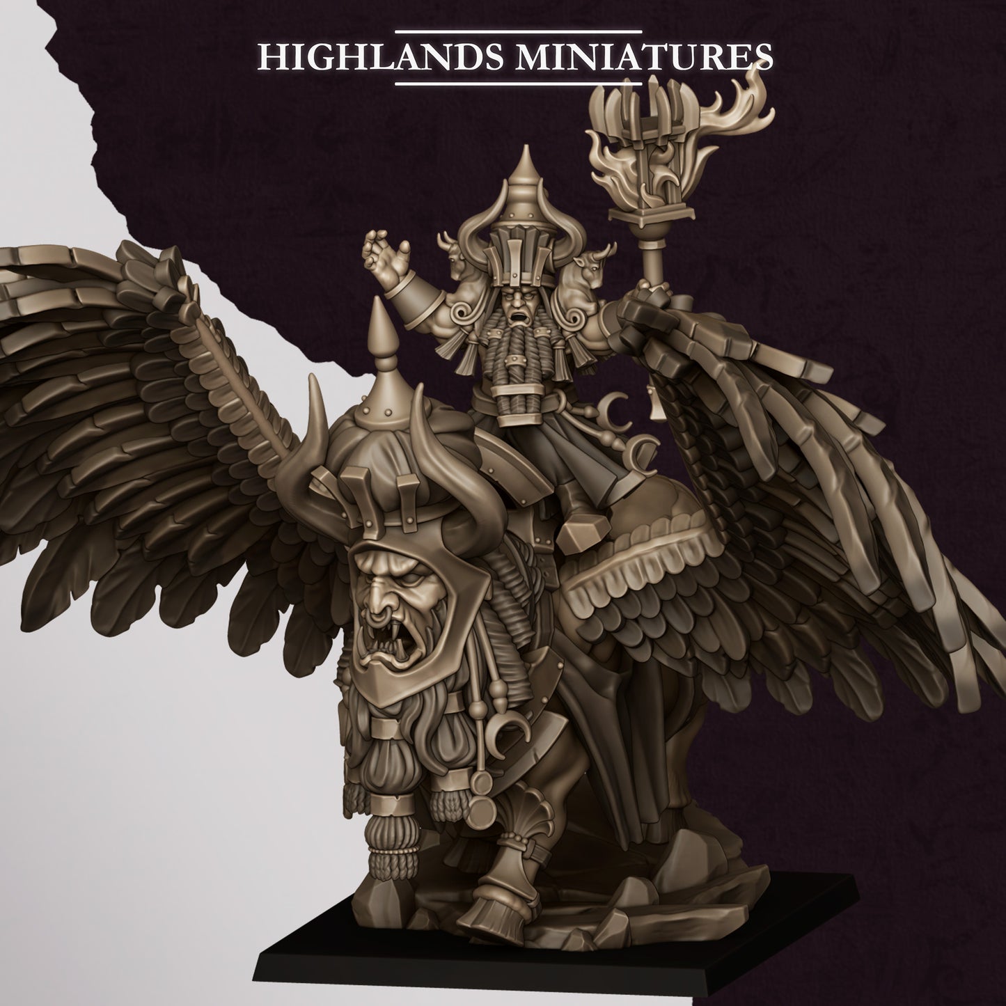 Sons of Marduk Great Sorcerer on Lamassu | Sons of Marduk Army Collection | Highland Miniatures