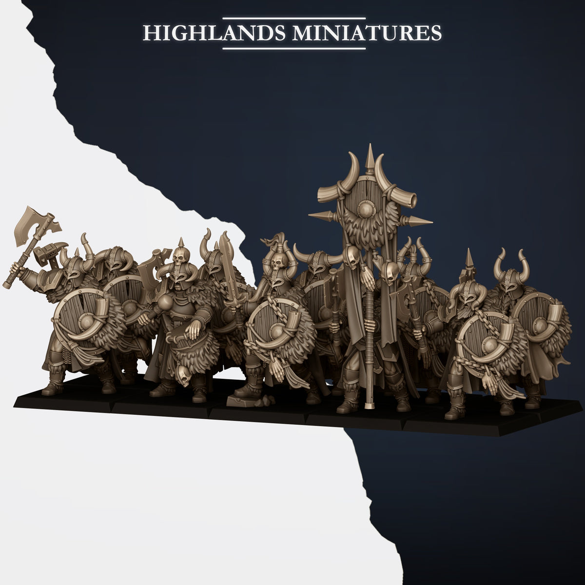 Norse Tribes Huscarls on Foot with Hand Weapons and Shields | Norse Tribes Army Collection | Highland Miniatures