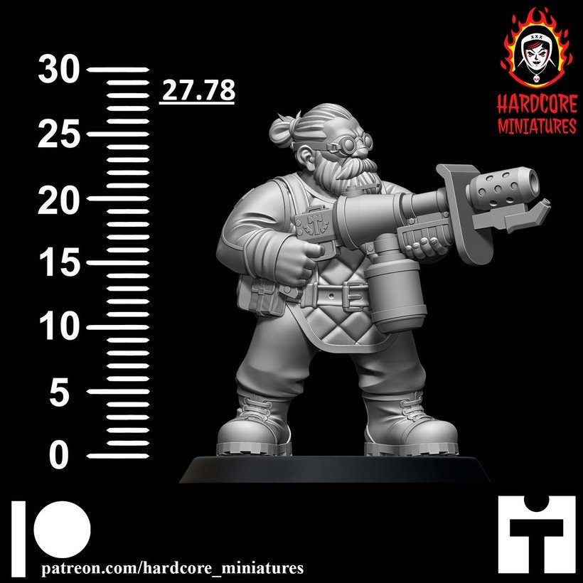 Retro Space Dwarf Special Weapons Squad | Elite Specialist Unit | Hardcore Miniatures