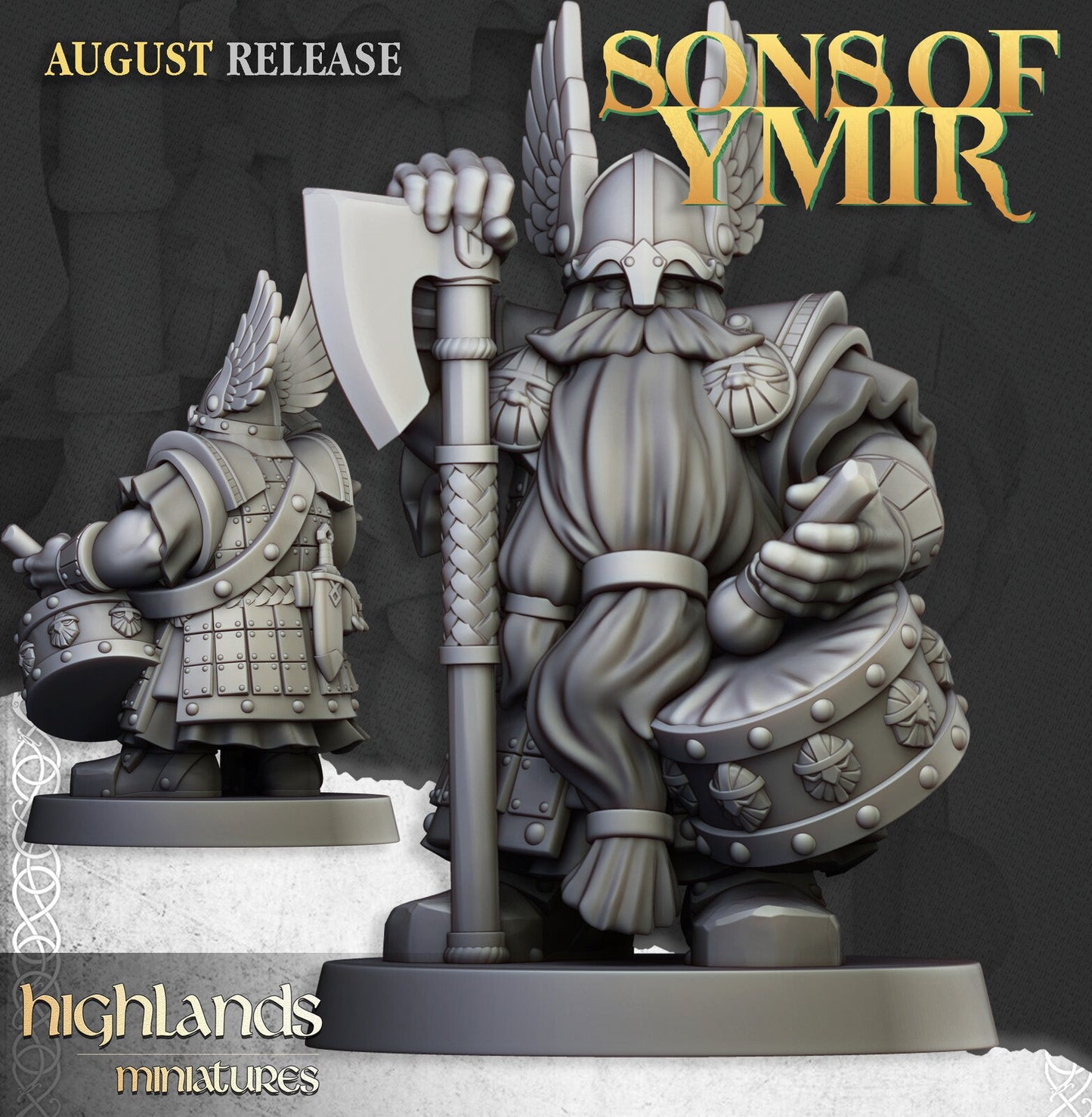 Dwarf Veteran Warriors with Axes & Shields | Sons of Ymir | Highland Miniatures