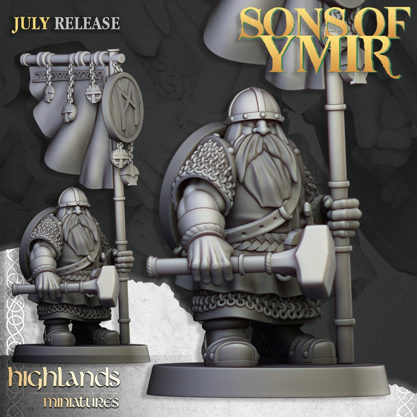 Dwarf Warriors with Axes & Shields | Sons of Ymir | Highland Miniatures