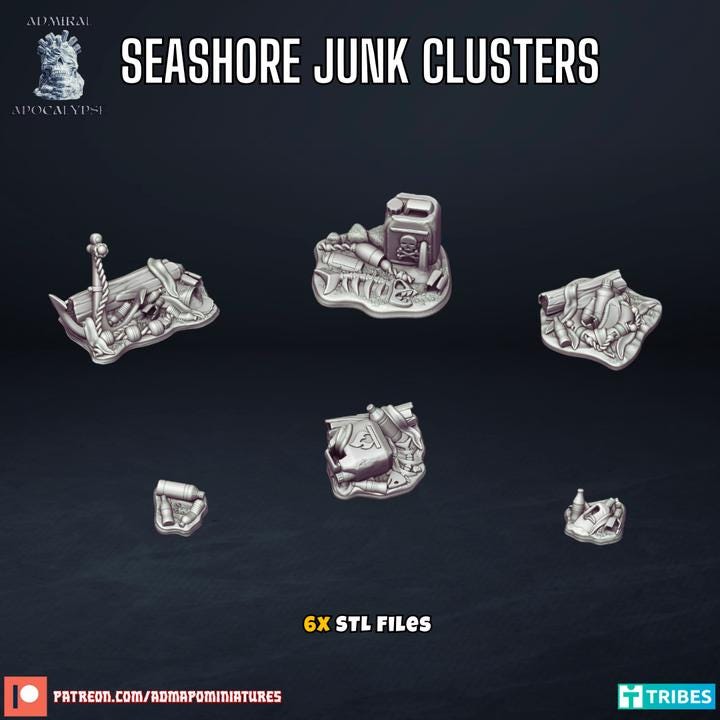Polluted Seashore Scatter & Basing Bits | Post-Apocalyptic Coastal Wargaming Terrain | Admiral Apocalypse