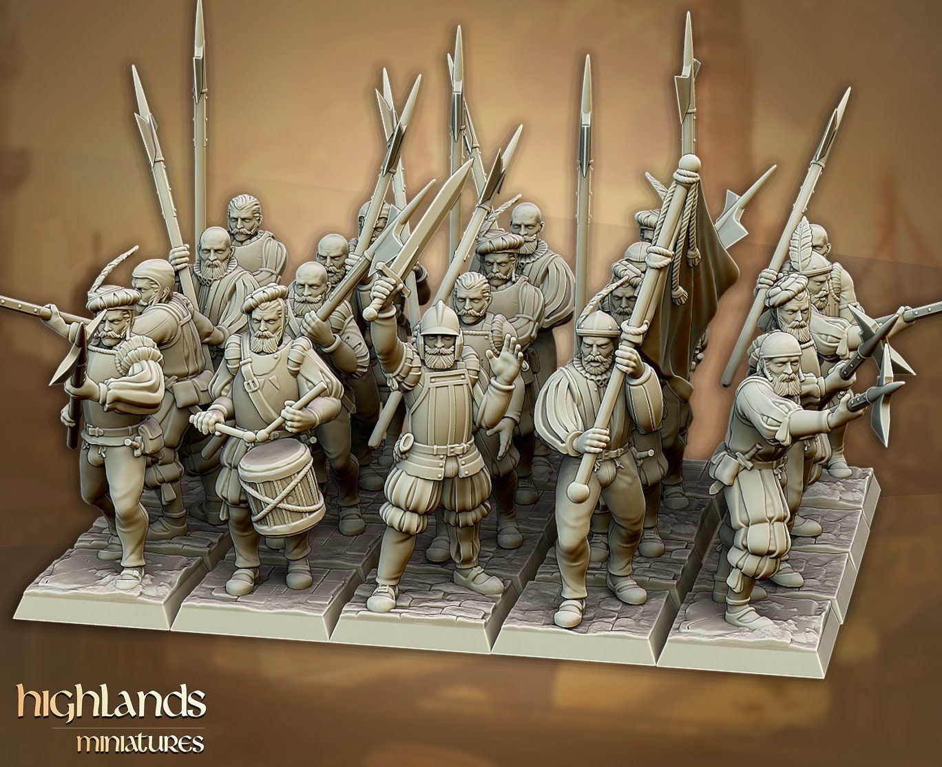 Sunland Infantry with Halberds | Sunland Army Collection | Highland Miniatures