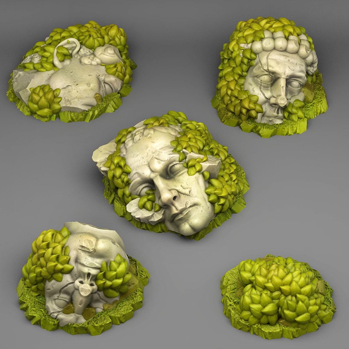Overgrown Statues