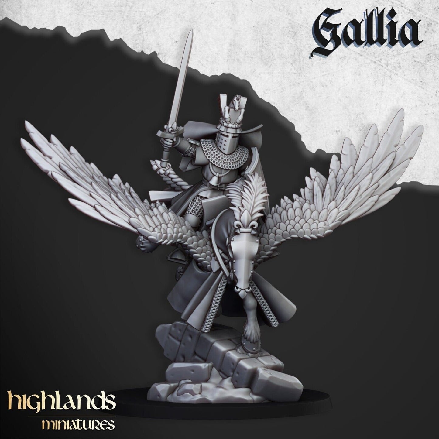 Gallia Knights on Pegasus | Gallia Army Collection | Highland Miniatures