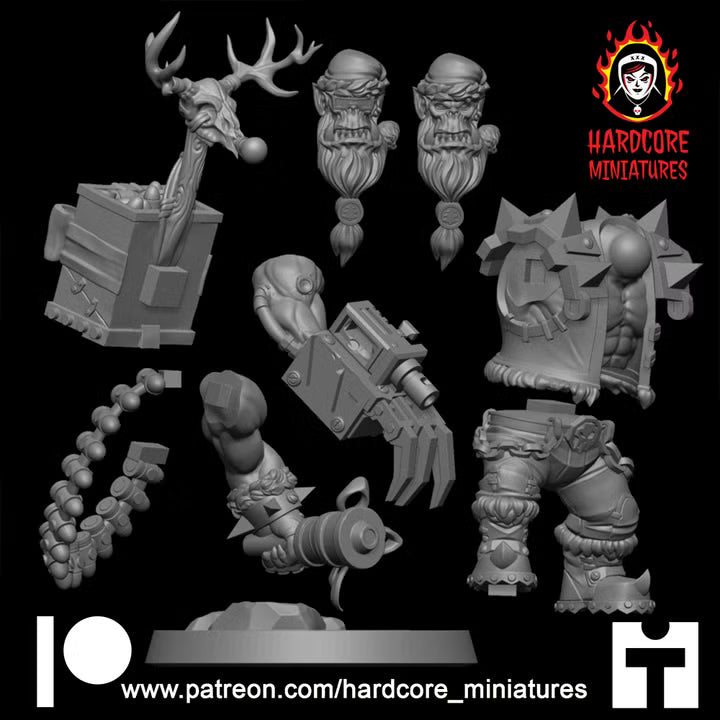Christmas Big Boss Ork | Festive Sci-Fi Wargaming Miniature | Hardcore Miniatures