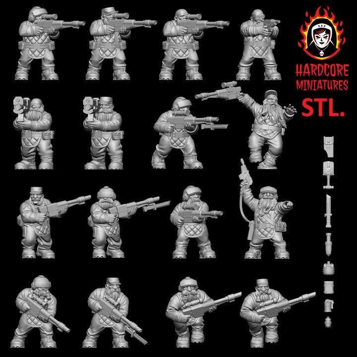 Retro Space Dwarf Troopers | Squat Sci-Fi Wargaming Miniatures | Hardcore Miniatures