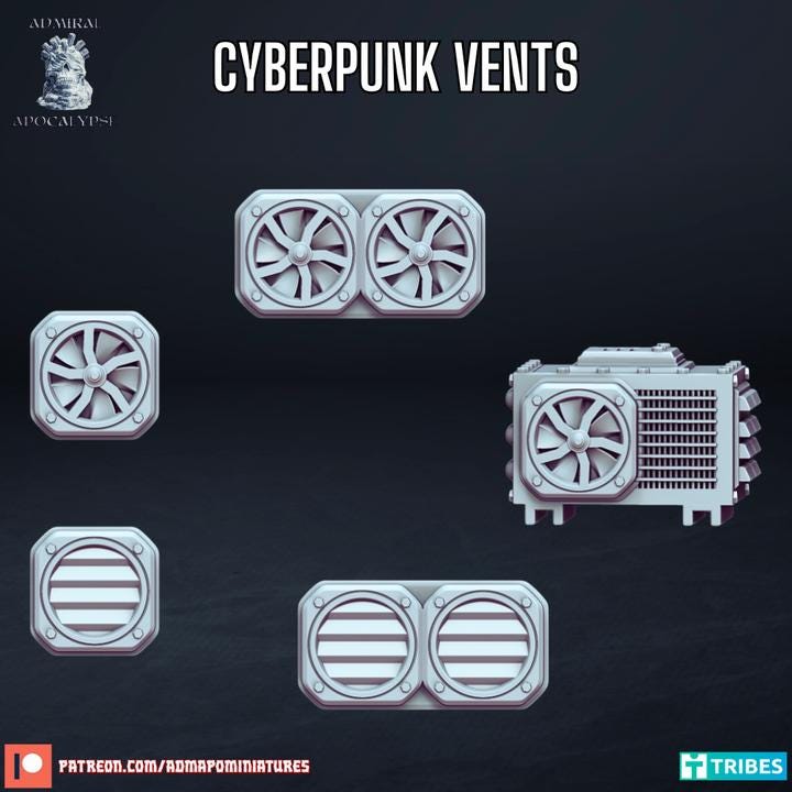 Cyberpunk Tech Alley Basing Bits & Scatter | Neon City Sci-Fi Wargaming Terrain | Admiral Apocalypse