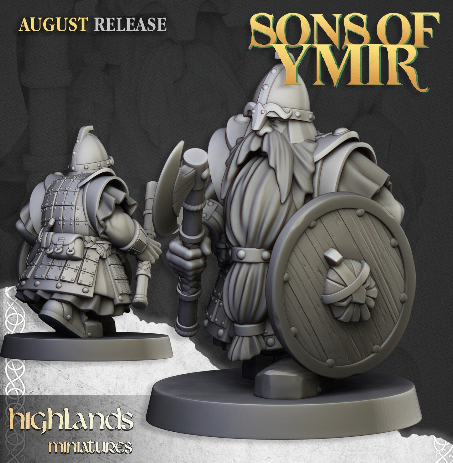 Dwarf Veteran Warriors with Axes & Shields | Sons of Ymir | Highland Miniatures