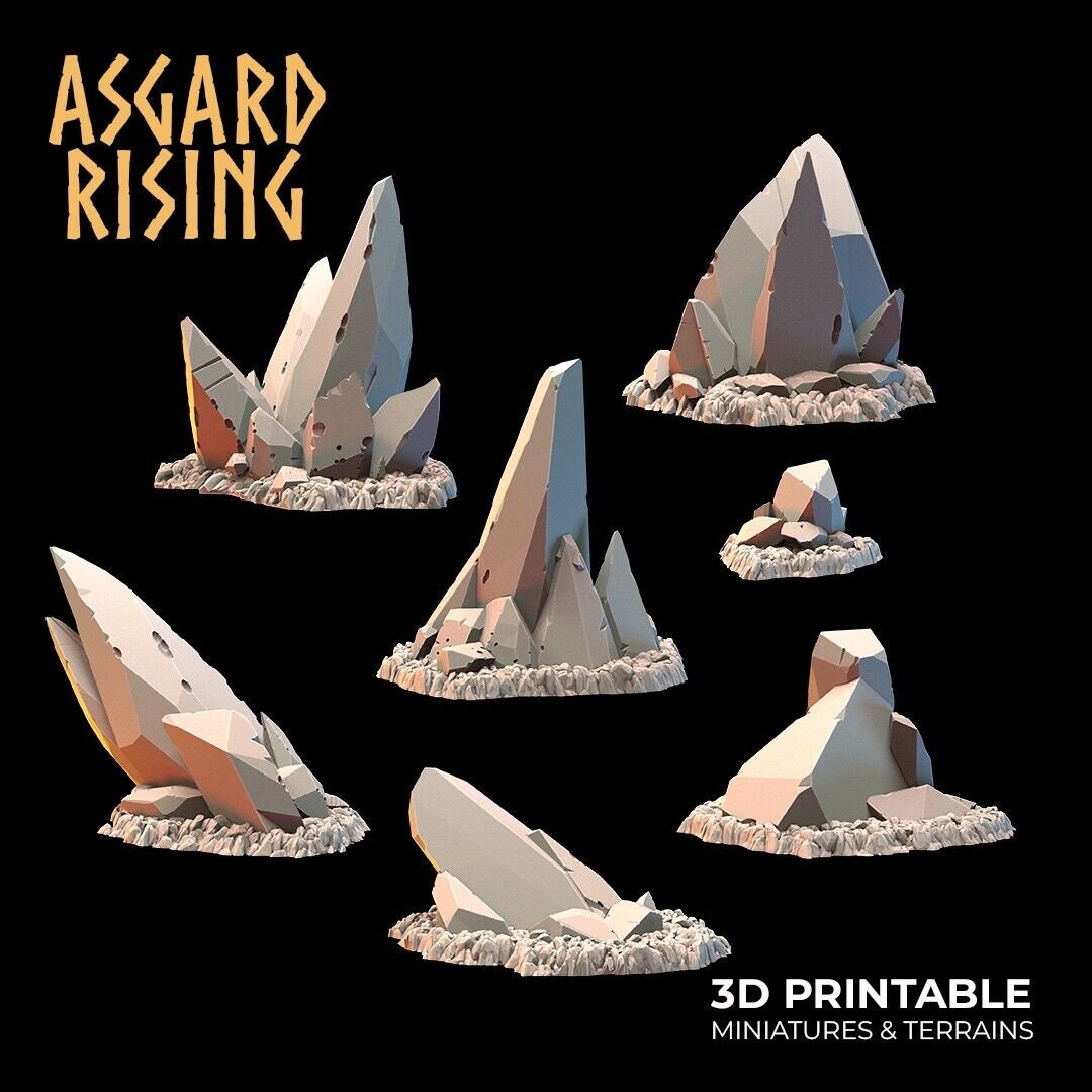 Crystal Rock Formation Scatter Terrain | 3D Printed | Wargaming