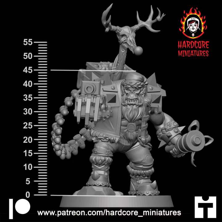 Christmas Big Boss Ork | Festive Sci-Fi Wargaming Miniature | Hardcore Miniatures