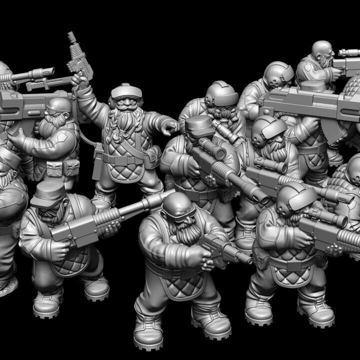Retro Space Dwarf Troopers | Squat Sci-Fi Wargaming Miniatures | Hardcore Miniatures