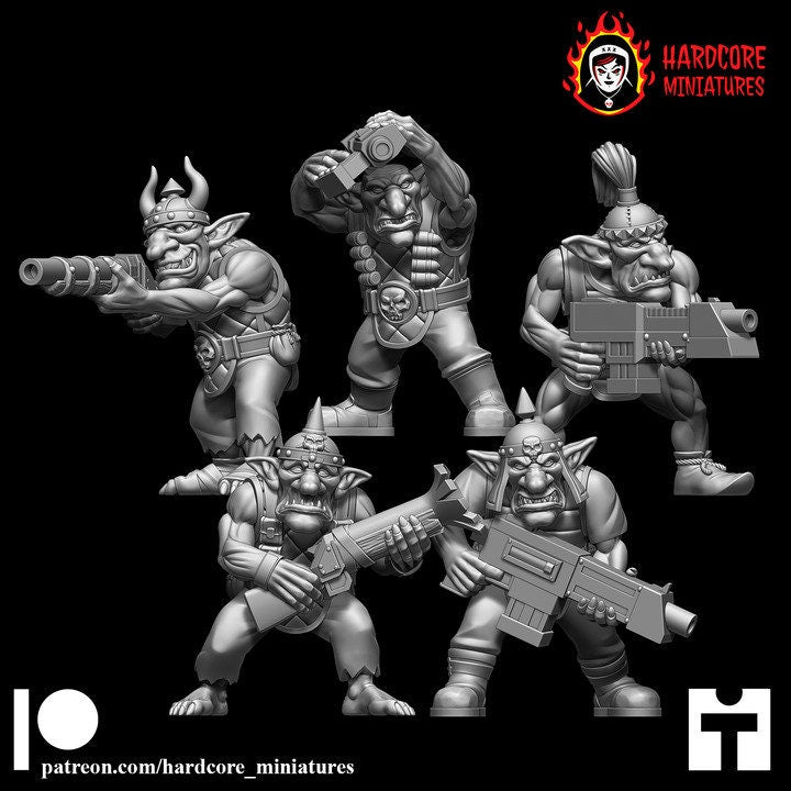 Retro Space Gobbos | 10 Modular Sci-Fi Goblin Miniatures | Hardcore Miniatures