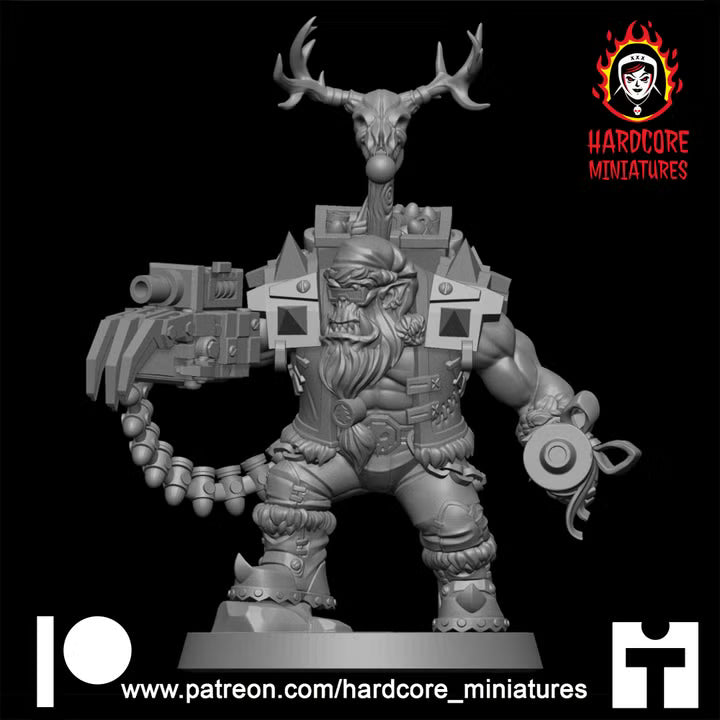 Christmas Big Boss Ork | Festive Sci-Fi Wargaming Miniature | Hardcore Miniatures