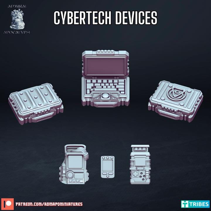 Cyberpunk Tech Alley Basing Bits & Scatter | Neon City Sci-Fi Wargaming Terrain | Admiral Apocalypse