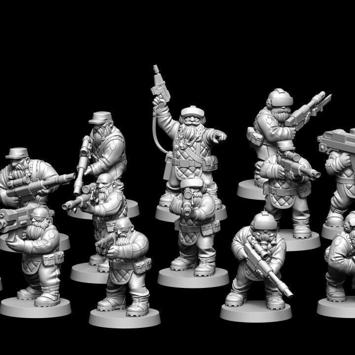 Retro Space Dwarf Troopers | Squat Sci-Fi Wargaming Miniatures | Hardcore Miniatures