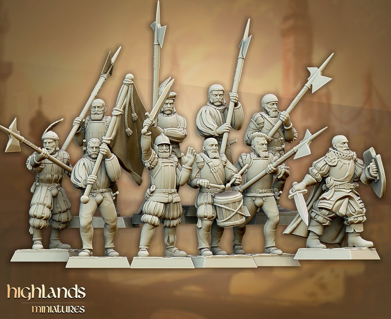 Sunland Infantry with Halberds | Sunland Army Collection | Highland Miniatures