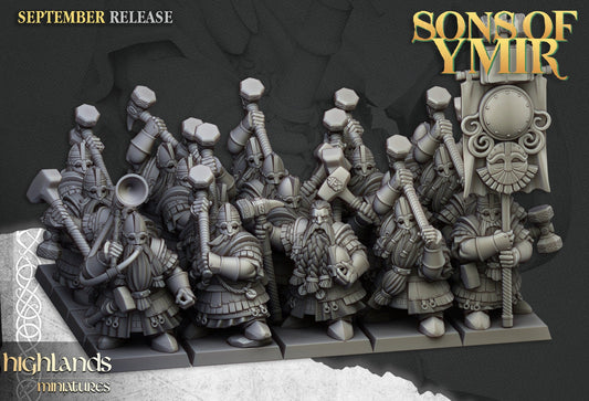 Dwarf Kingsguard with Two-Handed Hammers | Sons of Ymir | Highland Miniatures