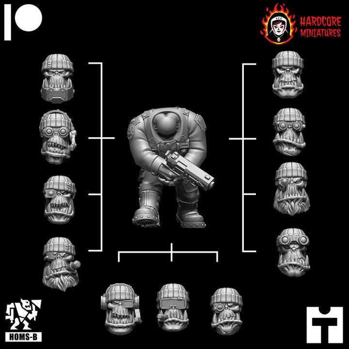 Modular Space Ork Kommando Component Parts | Build Every Detail | Hardcore Miniatures
