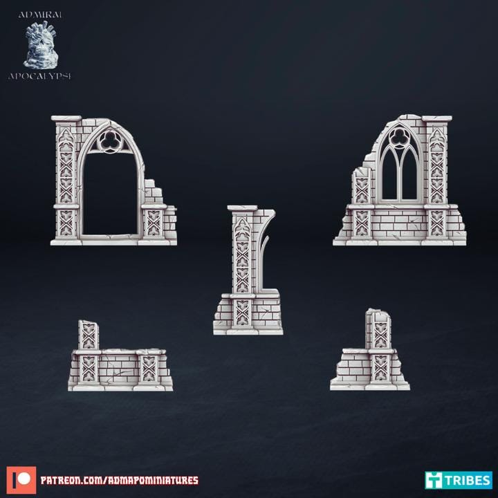Gothic Cathedral Basing Bits & Scatter Terrain | Dark Fantasy Wargaming Scenery | Admiral Apocalypse
