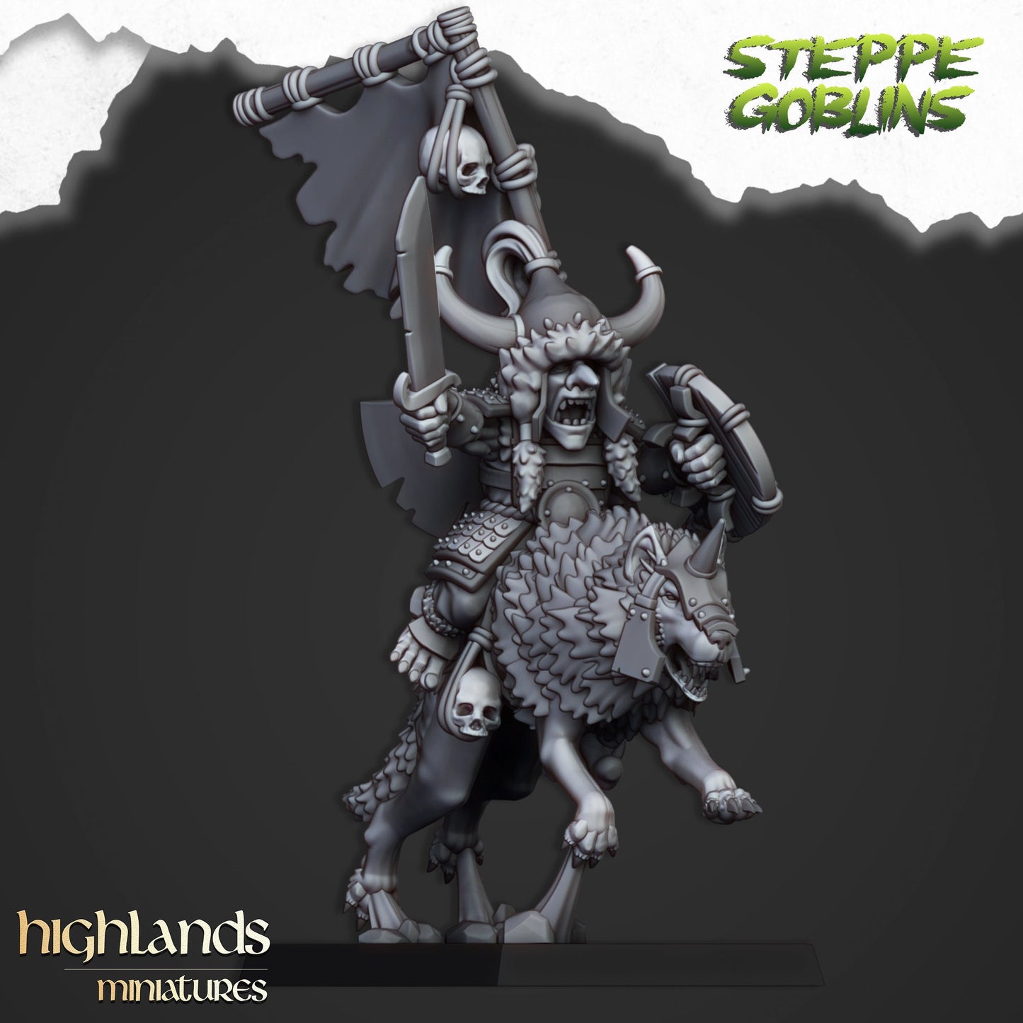 Steppe Goblin Khan on Wolf – Orc & Goblin Mounted Warlord