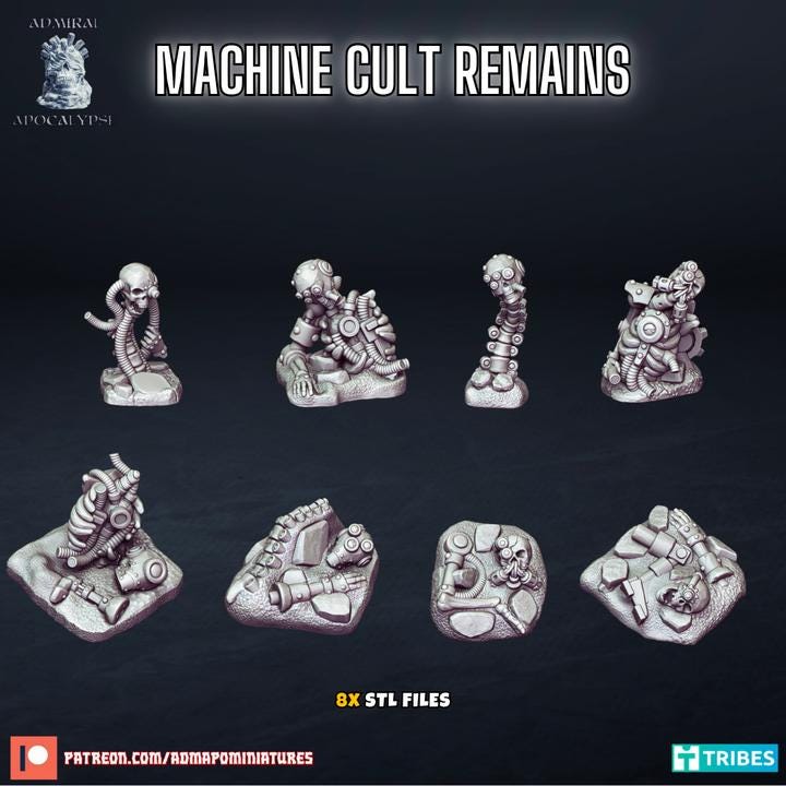 Machine Cult Robot Statues & Sandstorm Effects | Industrial Sci-Fi Scatter & Basing Bits | Admiral Apocalypse