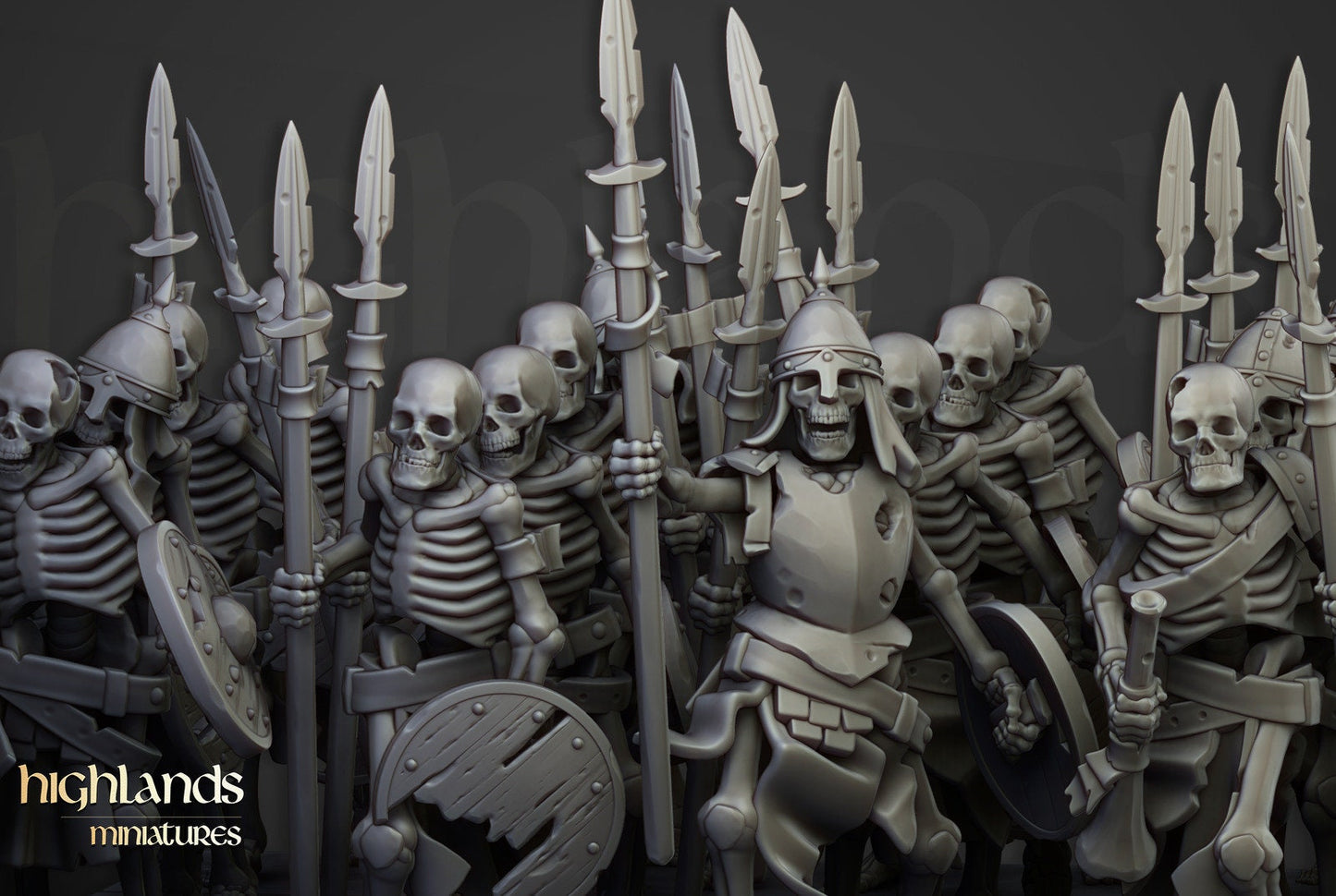 Transilvanya Skeleton Warriors with Spears | Transilvanya Army Collection | Highland Miniatures