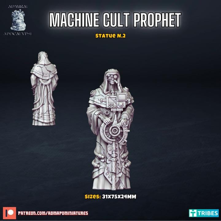 Machine Cult Robot Statues & Sandstorm Effects | Industrial Sci-Fi Scatter & Basing Bits | Admiral Apocalypse