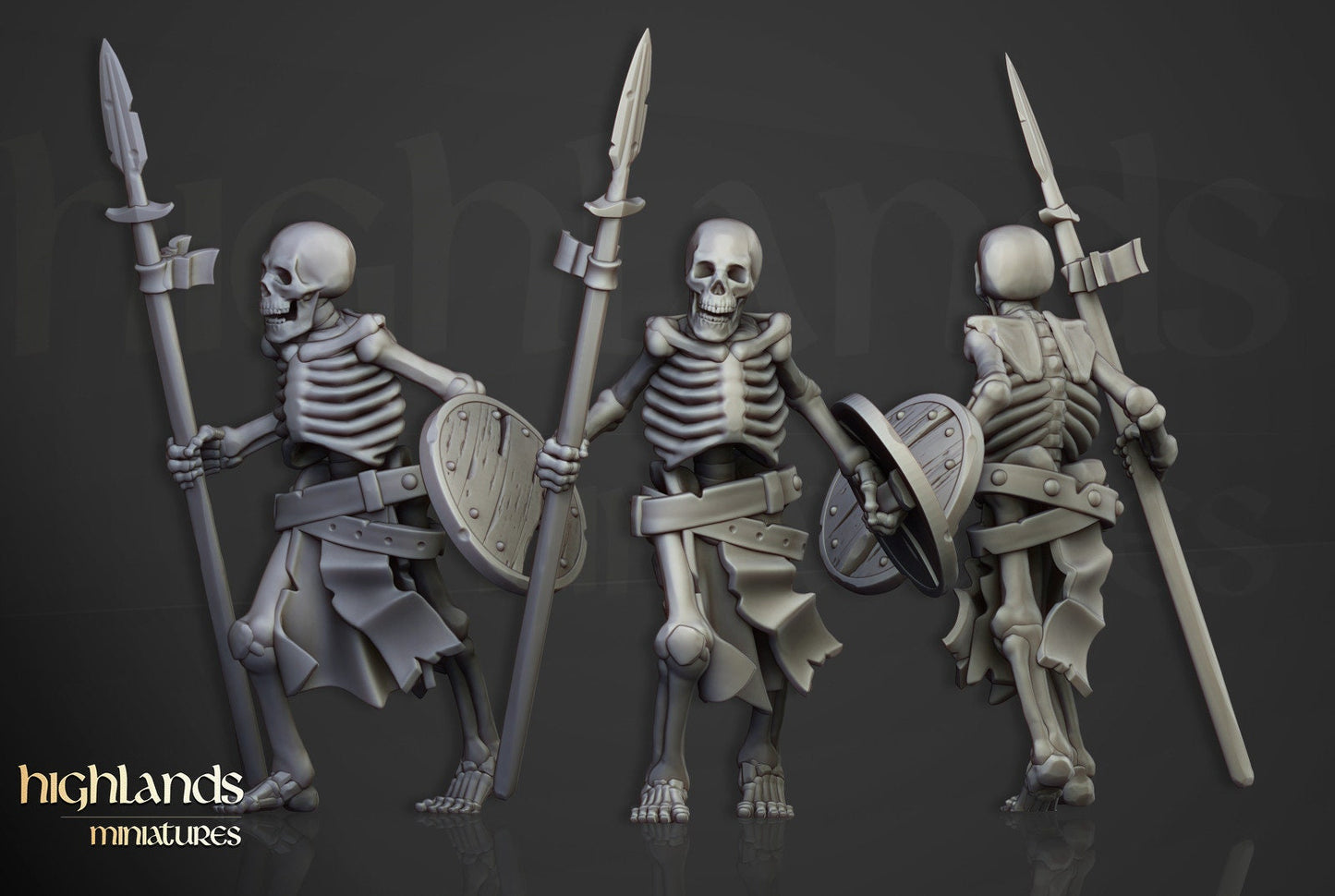 Transilvanya Skeleton Warriors with Spears | Transilvanya Army Collection | Highland Miniatures