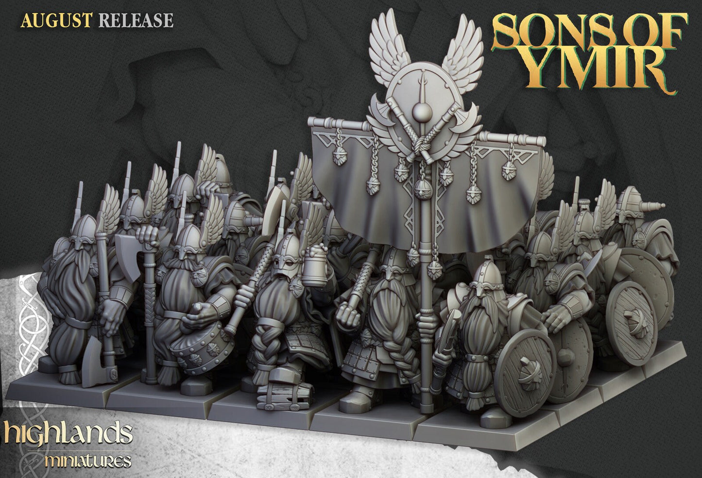 Dwarf Veteran Warriors with Axes & Shields | Sons of Ymir | Highland Miniatures