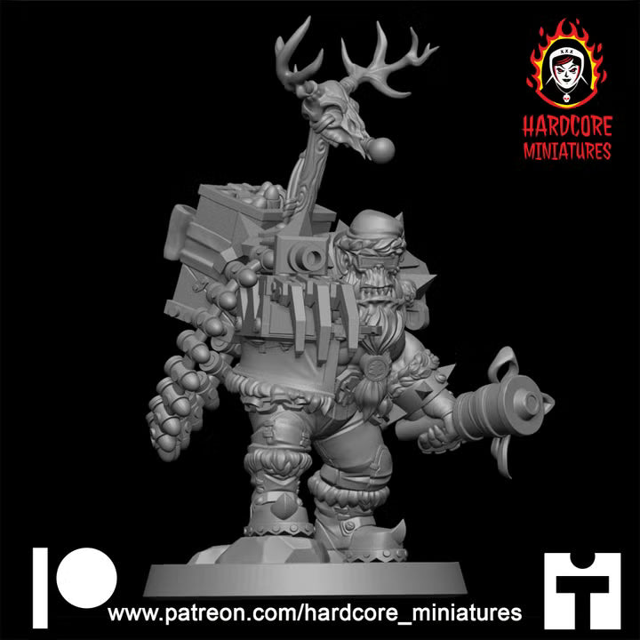 Christmas Big Boss Ork | Festive Sci-Fi Wargaming Miniature | Hardcore Miniatures