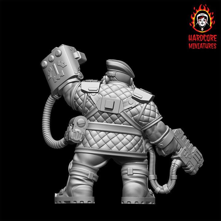 Retro Space Dwarf Veterans Sergeant | Elite Commander Miniature | Hardcore Miniatures