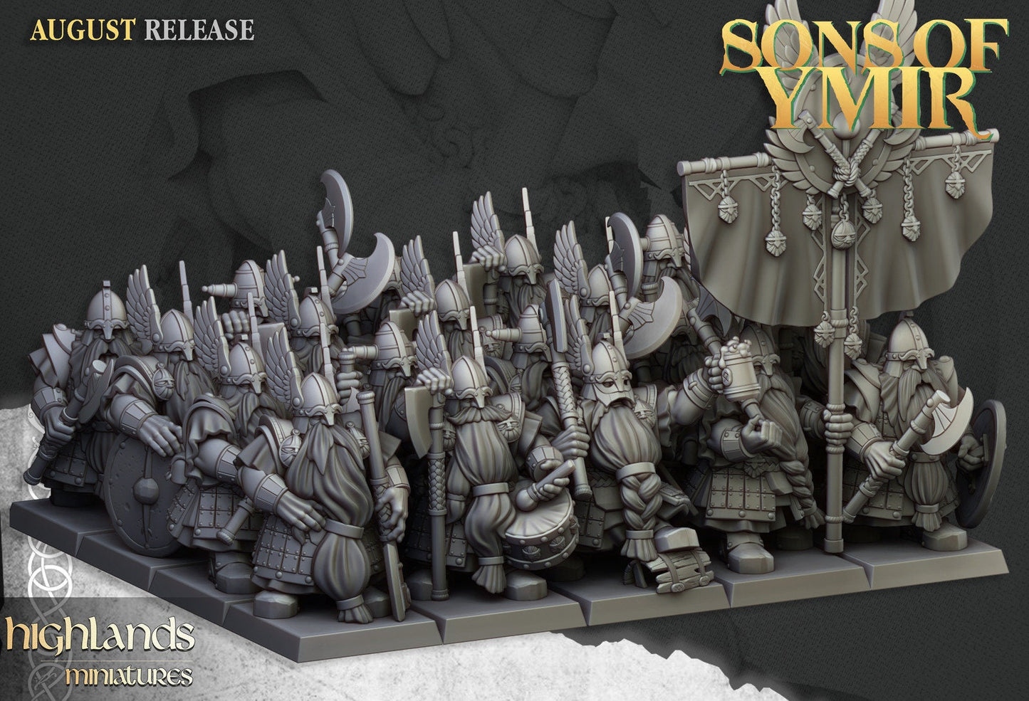 Dwarf Veteran Warriors with Axes & Shields | Sons of Ymir | Highland Miniatures