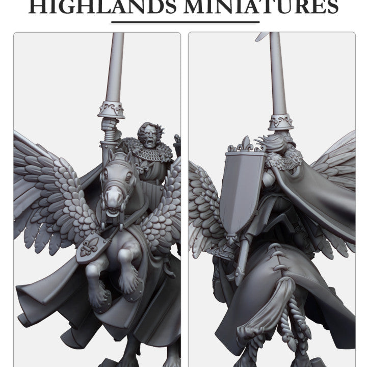 Sir Lancelot High Duke of Gallia on Pegasus | Gallia Army Collection | Highland Miniatures