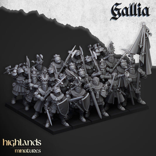 Knights of Gallia on Foot | Gallia Army Collection | Highland Miniatures