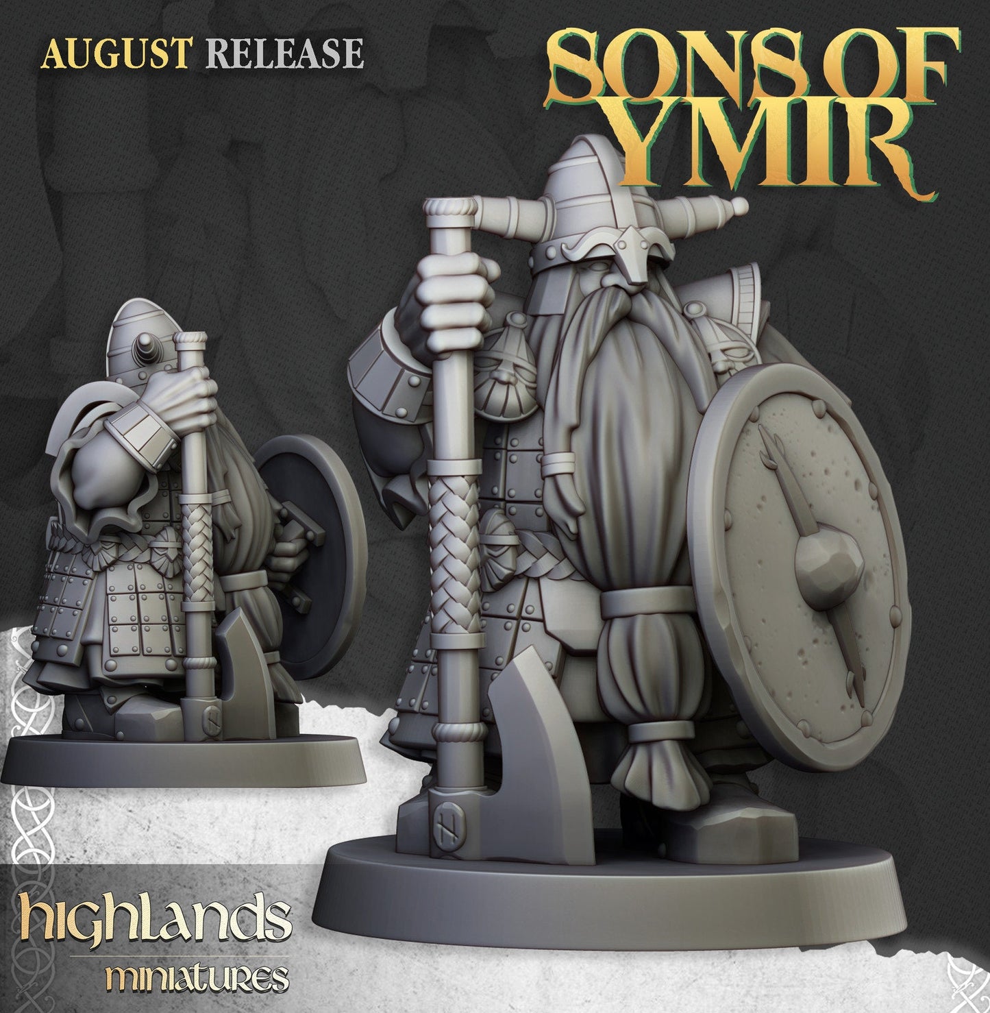 Dwarf Veteran Warriors with Axes & Shields | Sons of Ymir | Highland Miniatures