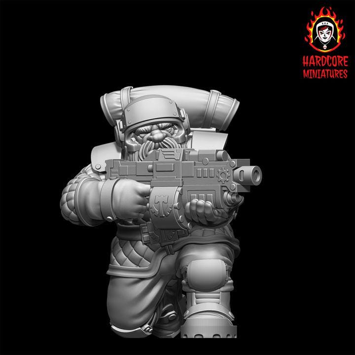 Retro Space Dwarf Veterans Squad | 20 Elite Troopers with Bolters | Hardcore Miniatures
