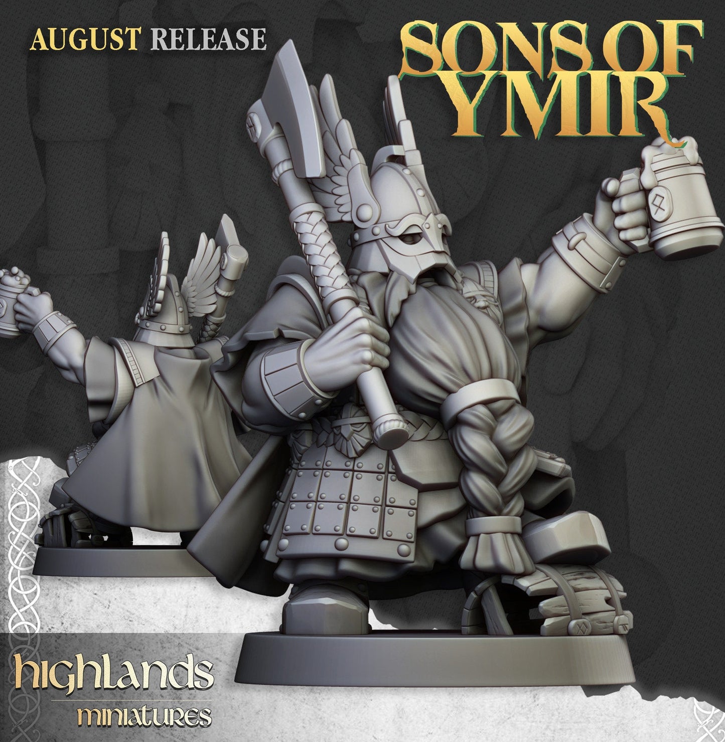 Dwarf Veteran Warriors with Axes & Shields | Sons of Ymir | Highland Miniatures