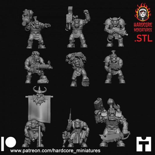Retro Space Orks Squad | Da Biggest, Da Baddest, Da Krumpiest Sci-Fi Wargaming Miniatures | Hardcore Miniatures
