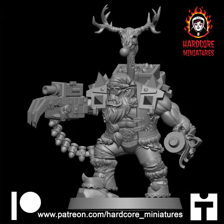 Christmas Big Boss Ork | Festive Sci-Fi Wargaming Miniature | Hardcore Miniatures
