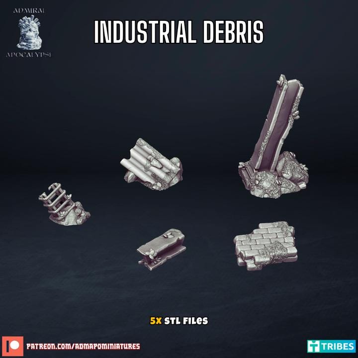 Derelict Industrial Zone Basing Bits & Scatter Terrain | Post-Apocalyptic Sci-Fi Wargaming | Admiral Apocalypse