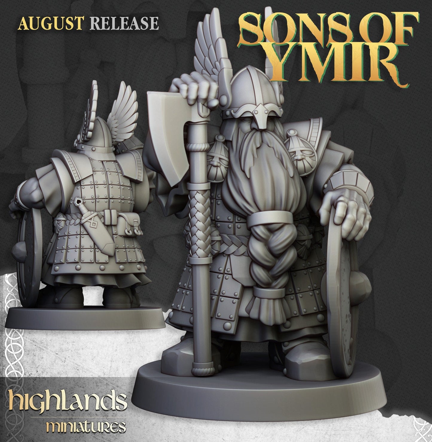 Dwarf Veteran Warriors with Axes & Shields | Sons of Ymir | Highland Miniatures