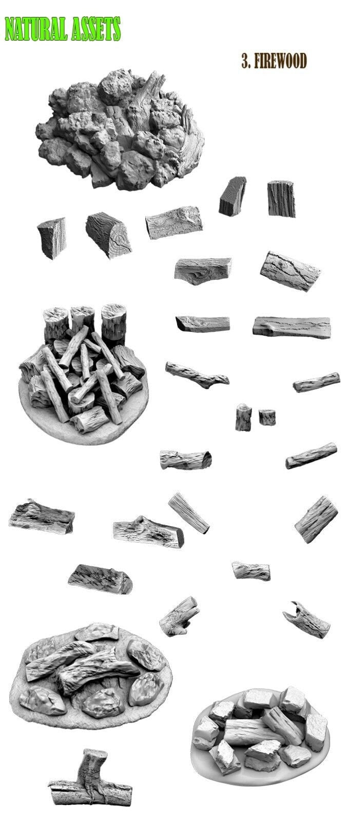 Resin Wood & Forest Scatter Terrain - Stumps, Roots, Firewood, Branches & More