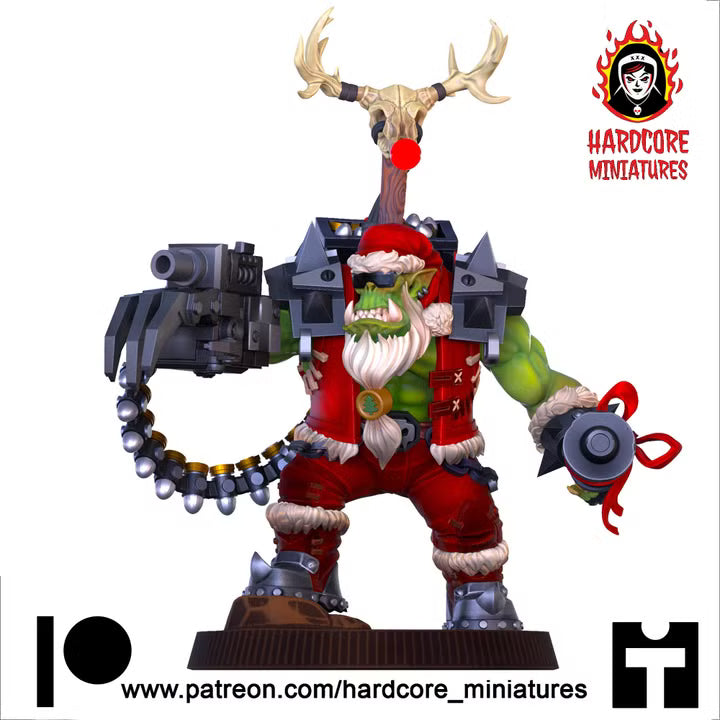 Christmas Big Boss Ork | Festive Sci-Fi Wargaming Miniature | Hardcore Miniatures