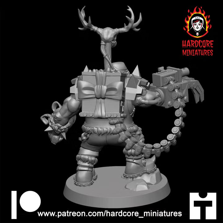 Christmas Big Boss Ork | Festive Sci-Fi Wargaming Miniature | Hardcore Miniatures